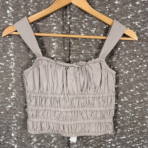 Aritzia Tops - NWT Aritzia Sunday Best Martine Poplin Top Gray Smocked Chic Minimalist Women XS